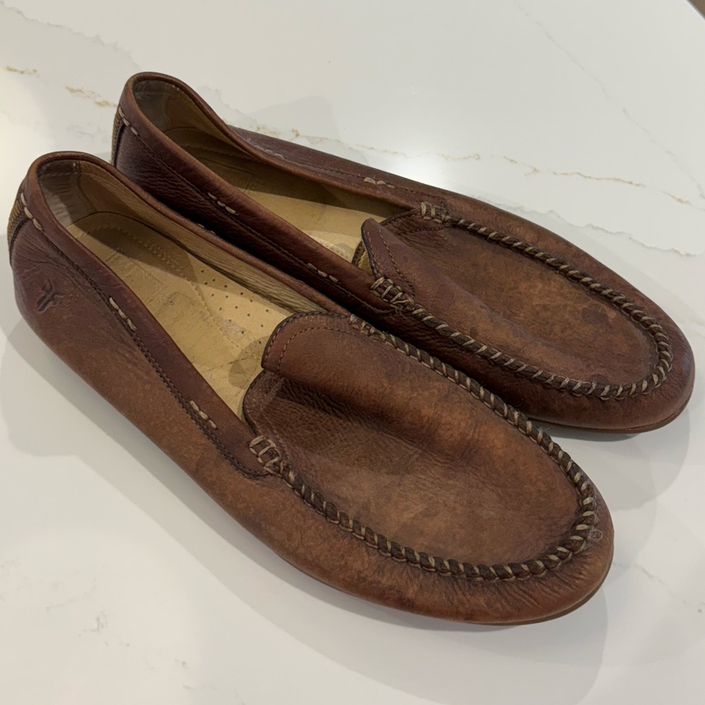 Frye Rustic Brown Leather Slip-On Loafers
